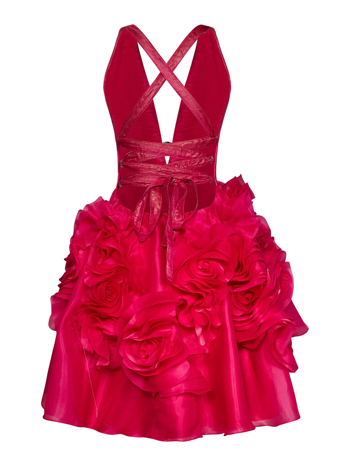 strapless open back dress Lia Long dress in rose-pink silk – Deliberti main image 0