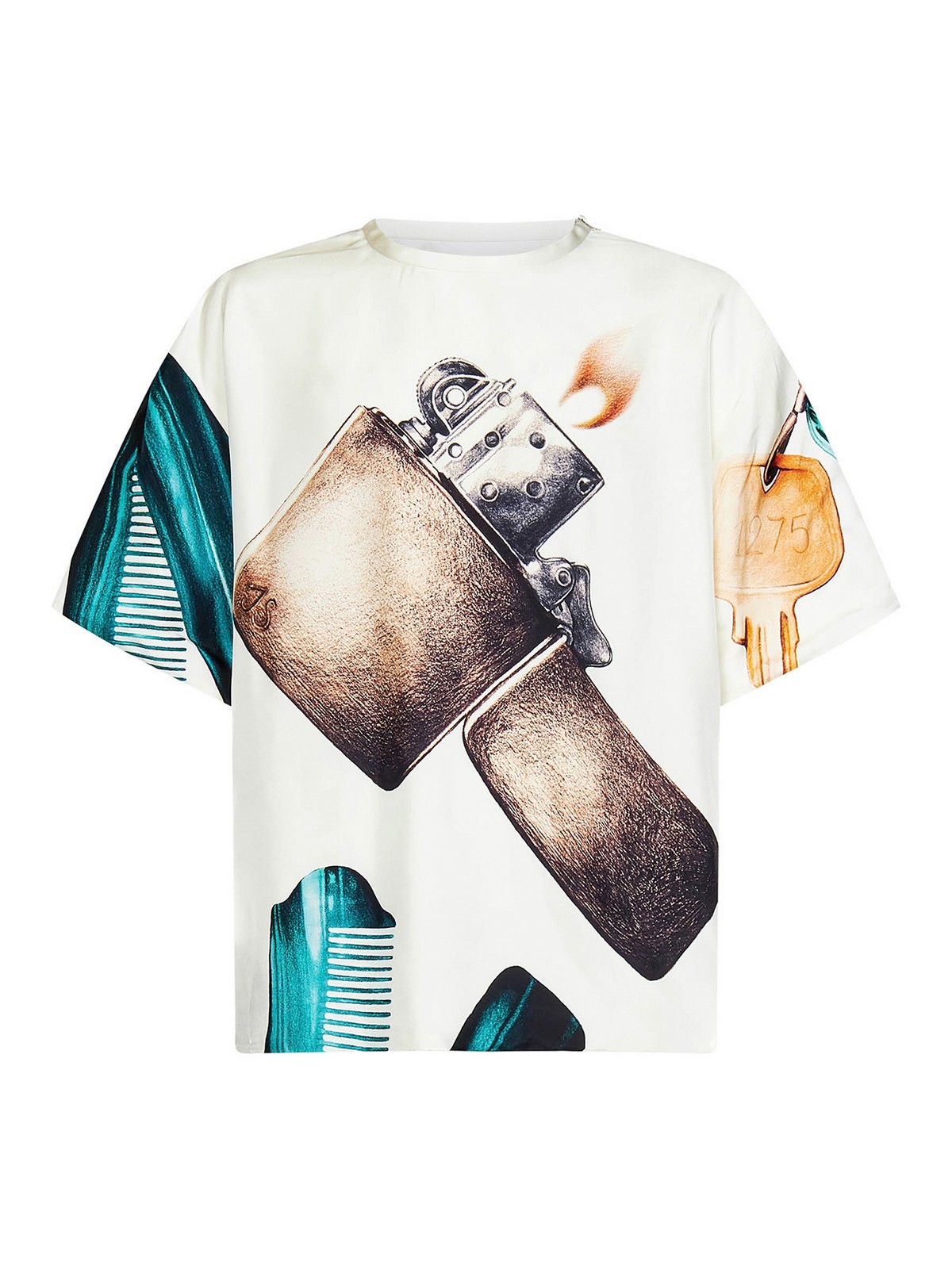 ★★ ★★ Fluid viscose print shirt T22F0WSH003 Jil Sander Natural-colored fluid viscose t-shirt