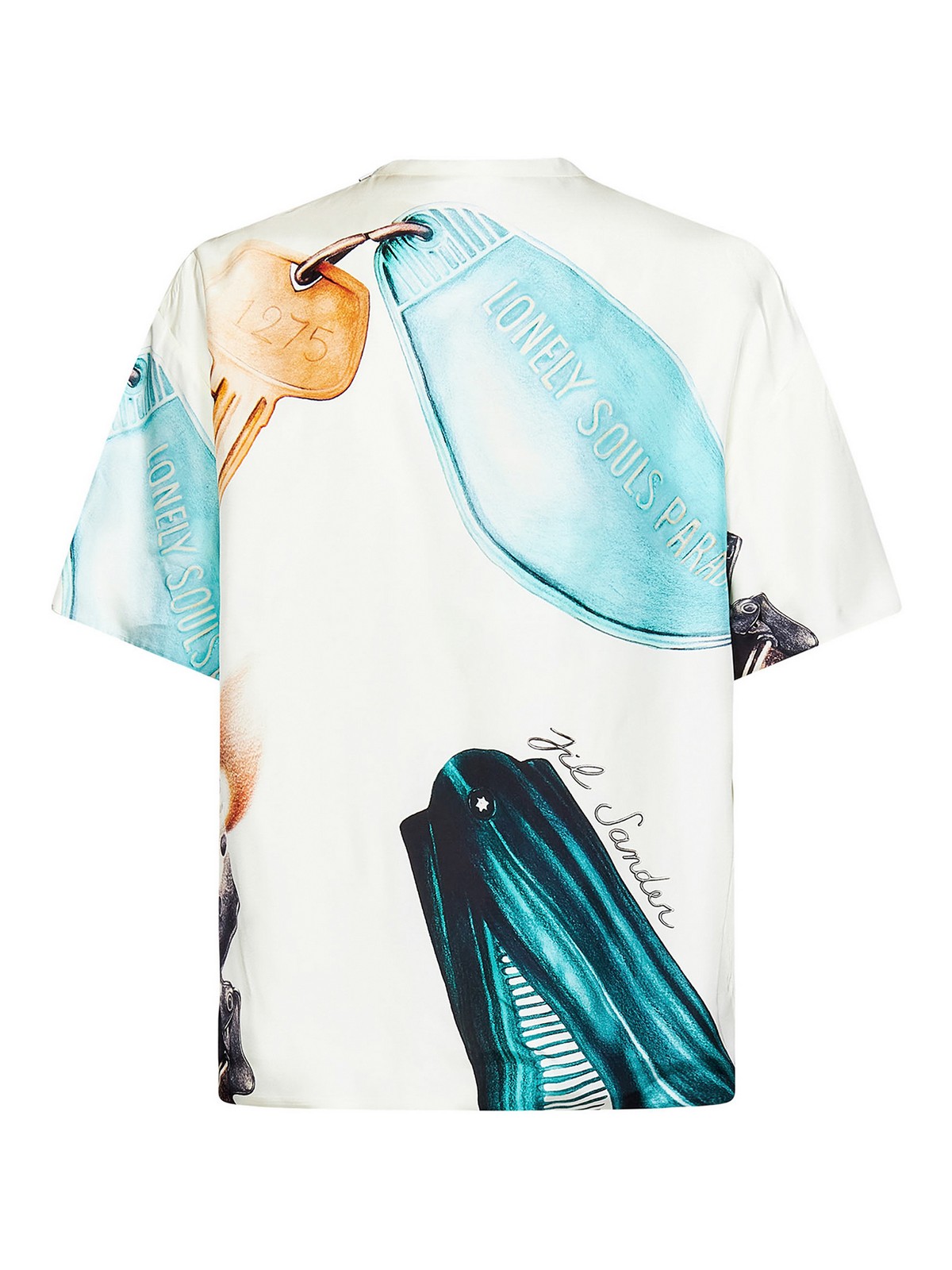 ★★ ★★ Fluid viscose print shirt T22F0WSH003 Jil Sander Natural-colored fluid viscose t-shirt