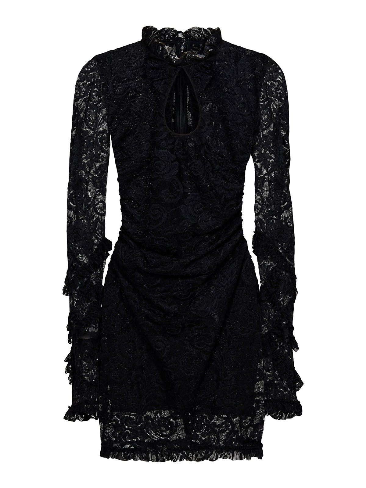 Shop Msgm Black Stretch Floral Lace Pullover