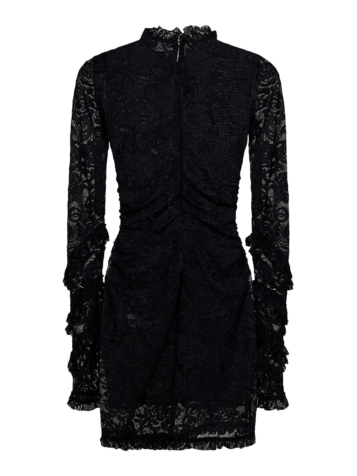 Shop Msgm Black Stretch Floral Lace Pullover