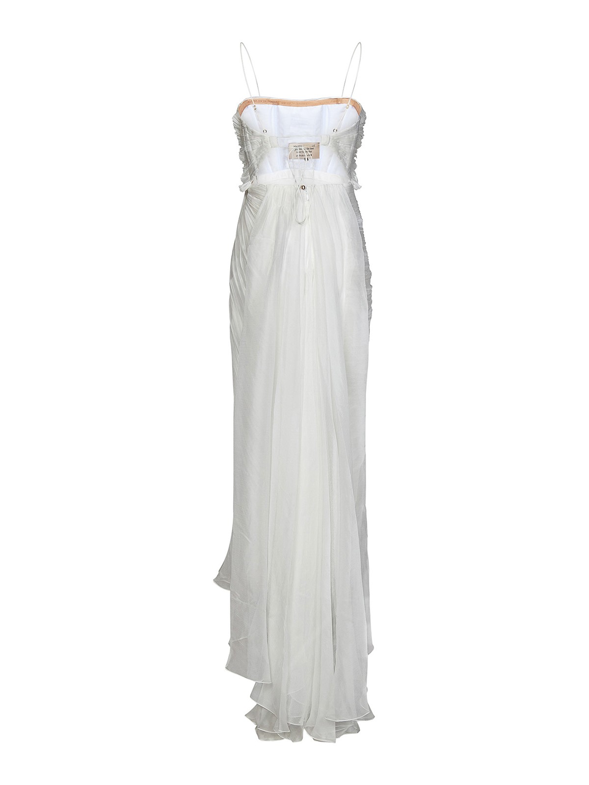 Maria Lucia Hohan Long off-white pleated silk moussel|SIONAOFFWHITE