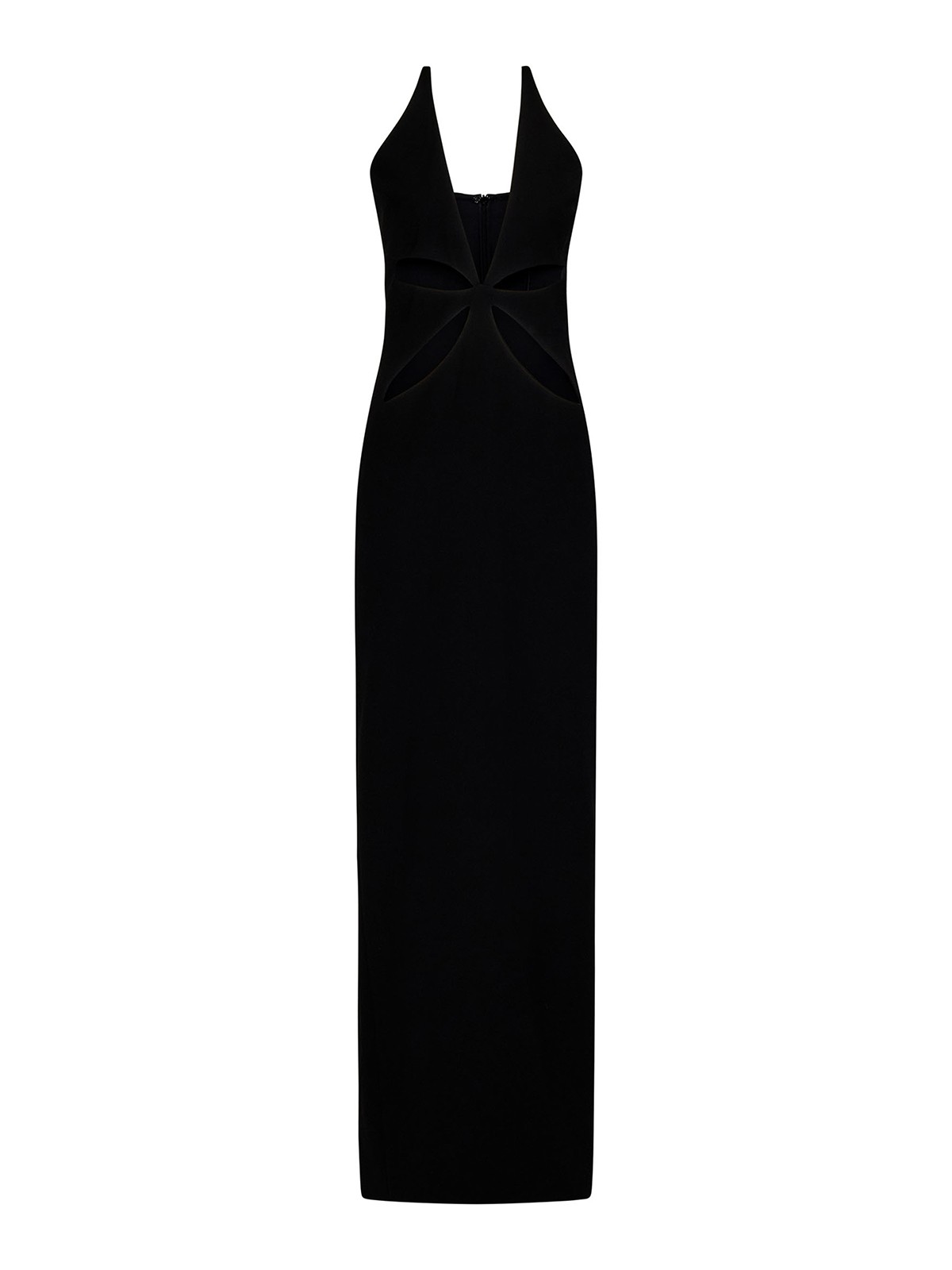 Monot Long Black Crepe Dress