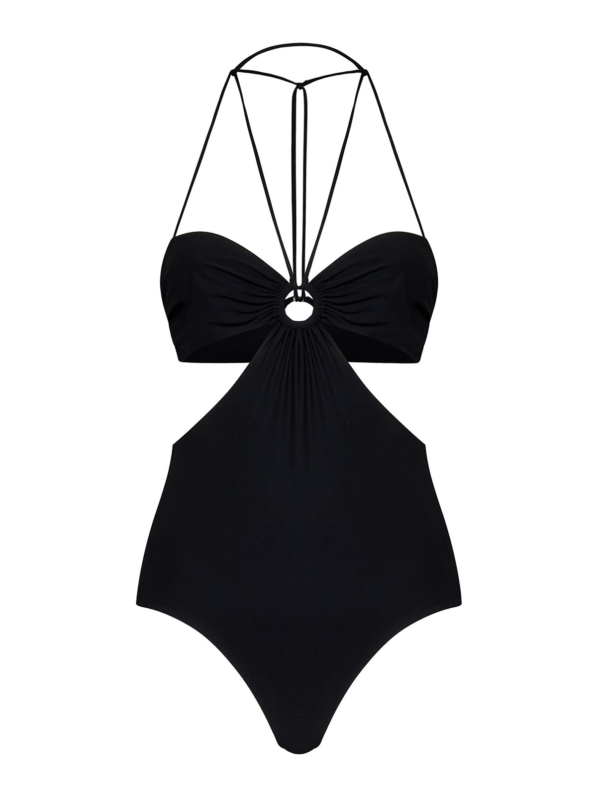 Shop Nensi Dojaka Black One-piece Matt Stretch Jersey Swimsuit