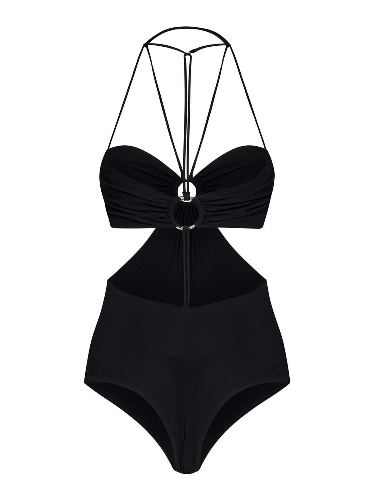 Shop Nensi Dojaka Black One-piece Matt Stretch Jersey Swimsuit