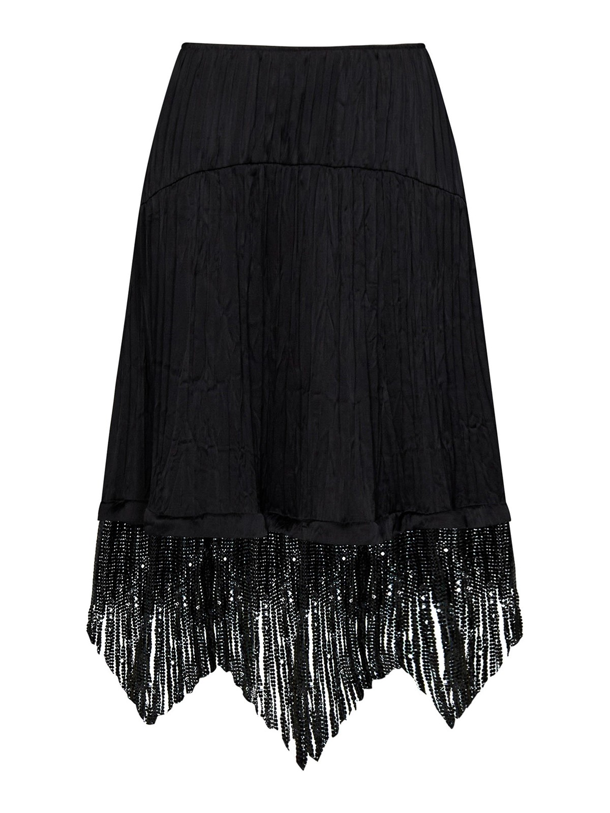 スカート RABANNE KNEE SKIRT Rabanne Knee-length black skirt - Black | 23PXJU373MH0162P001