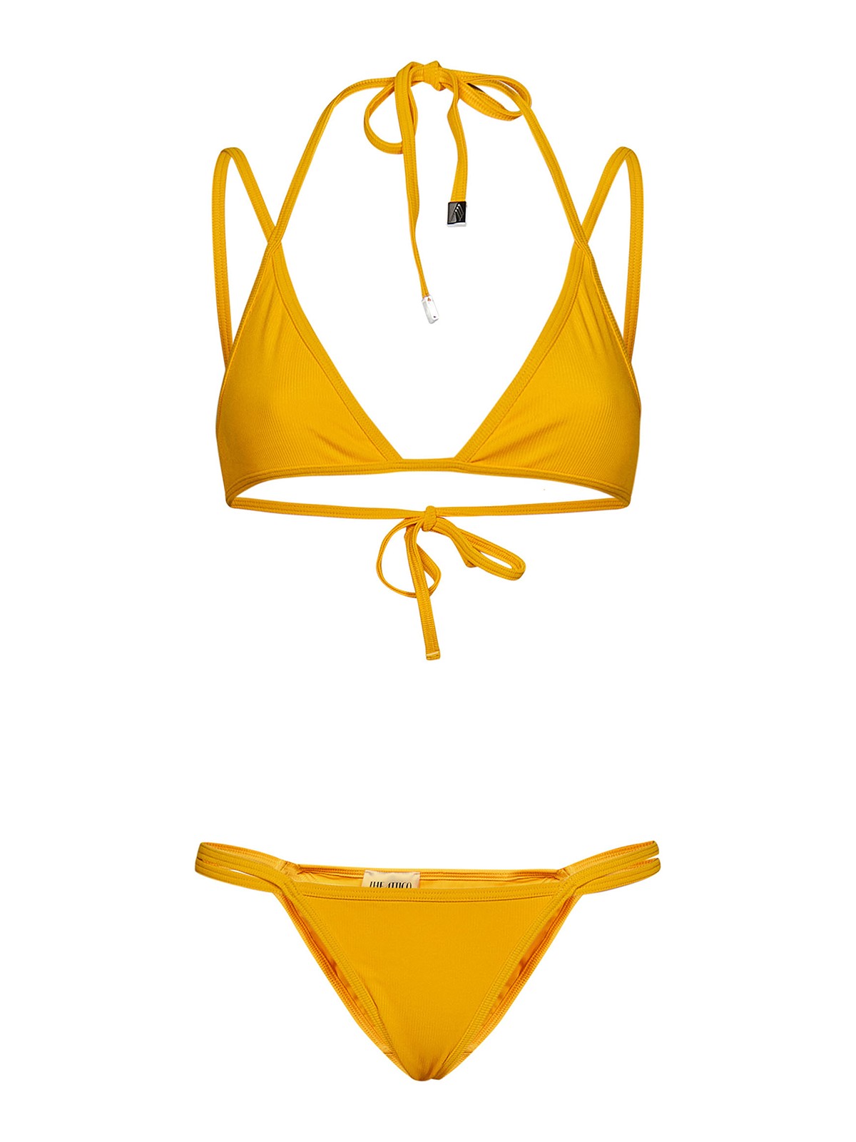 Attico Yellow Ribbed Lycra Bikini In Amarillo