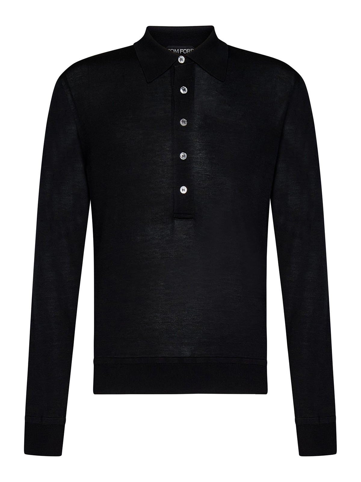 Tom Ford Black viscose and silk knit polo shirt