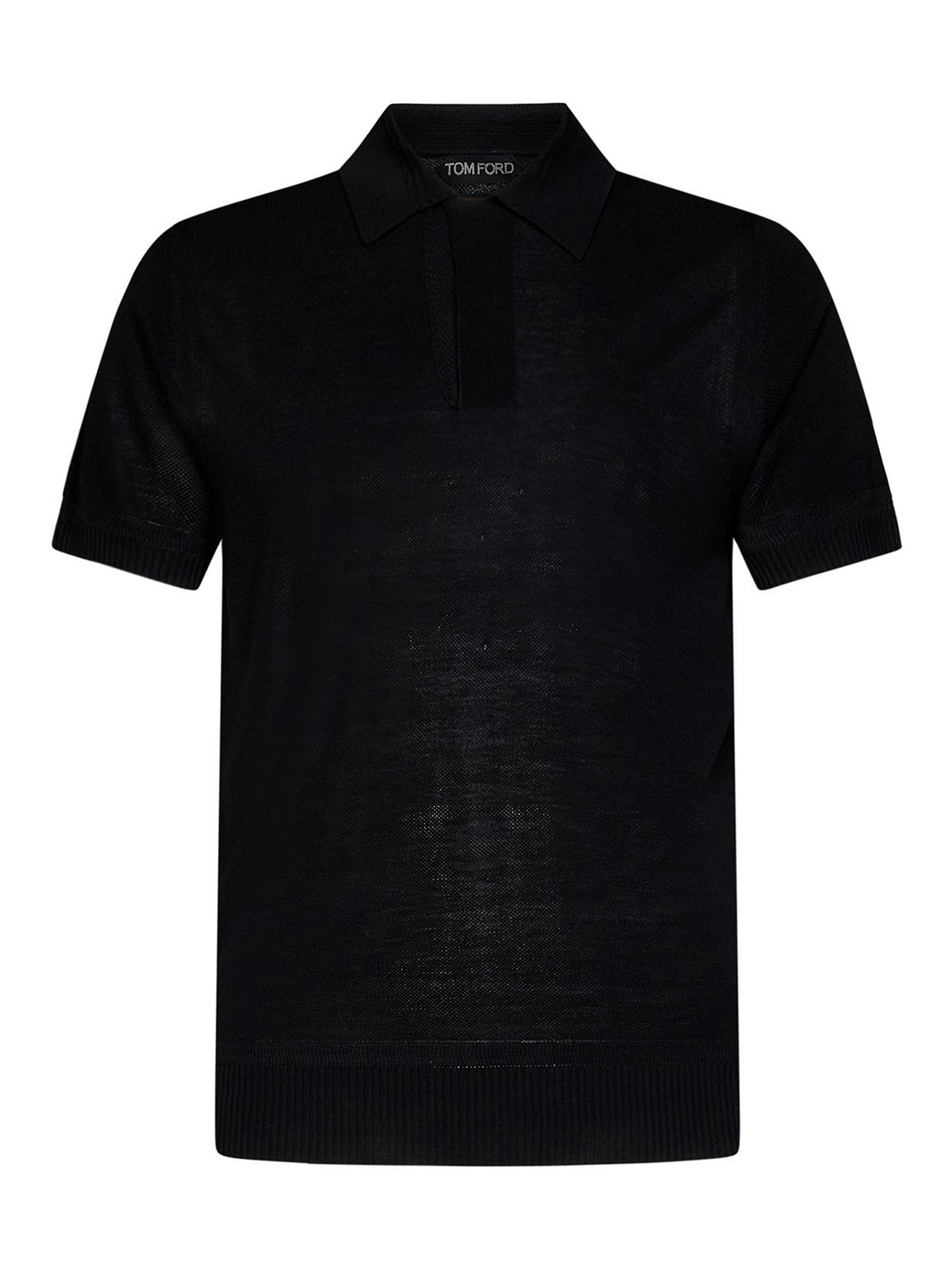 Tom Ford Viscose And Silk Knit  Polo Shirt In Negro