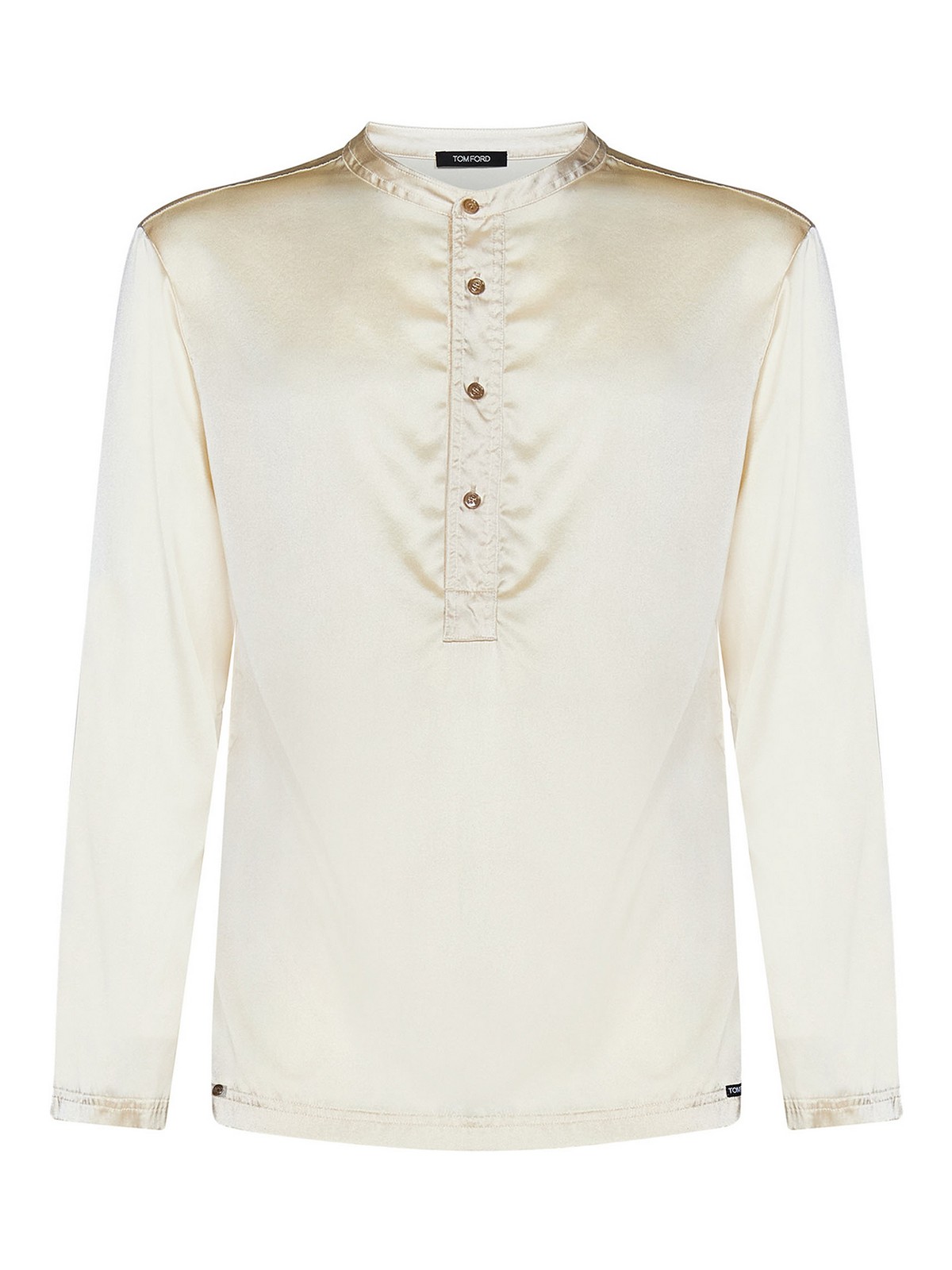 Tom Ford Pearl-colored Stretch Silk Pajama Shirt In White