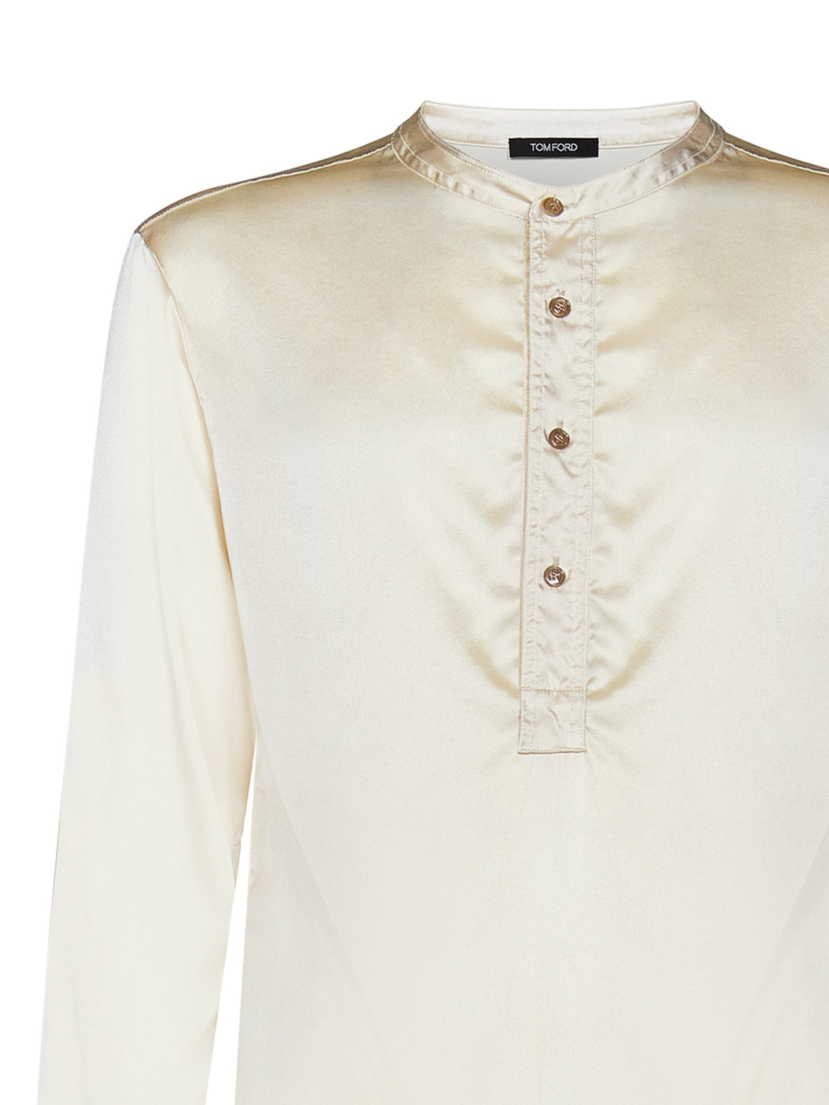 Shop Tom Ford Pearl-colored Stretch Silk Pajama Shirt In White