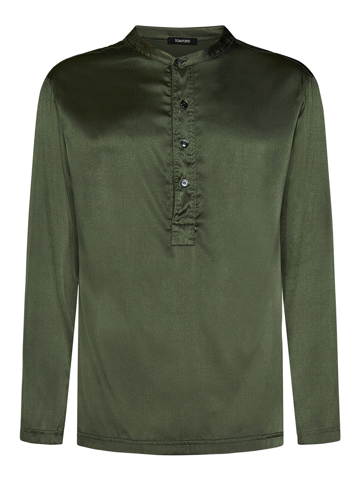 Shop Tom Ford Military-colored Stretch Silk Pajama Shirt In Verde