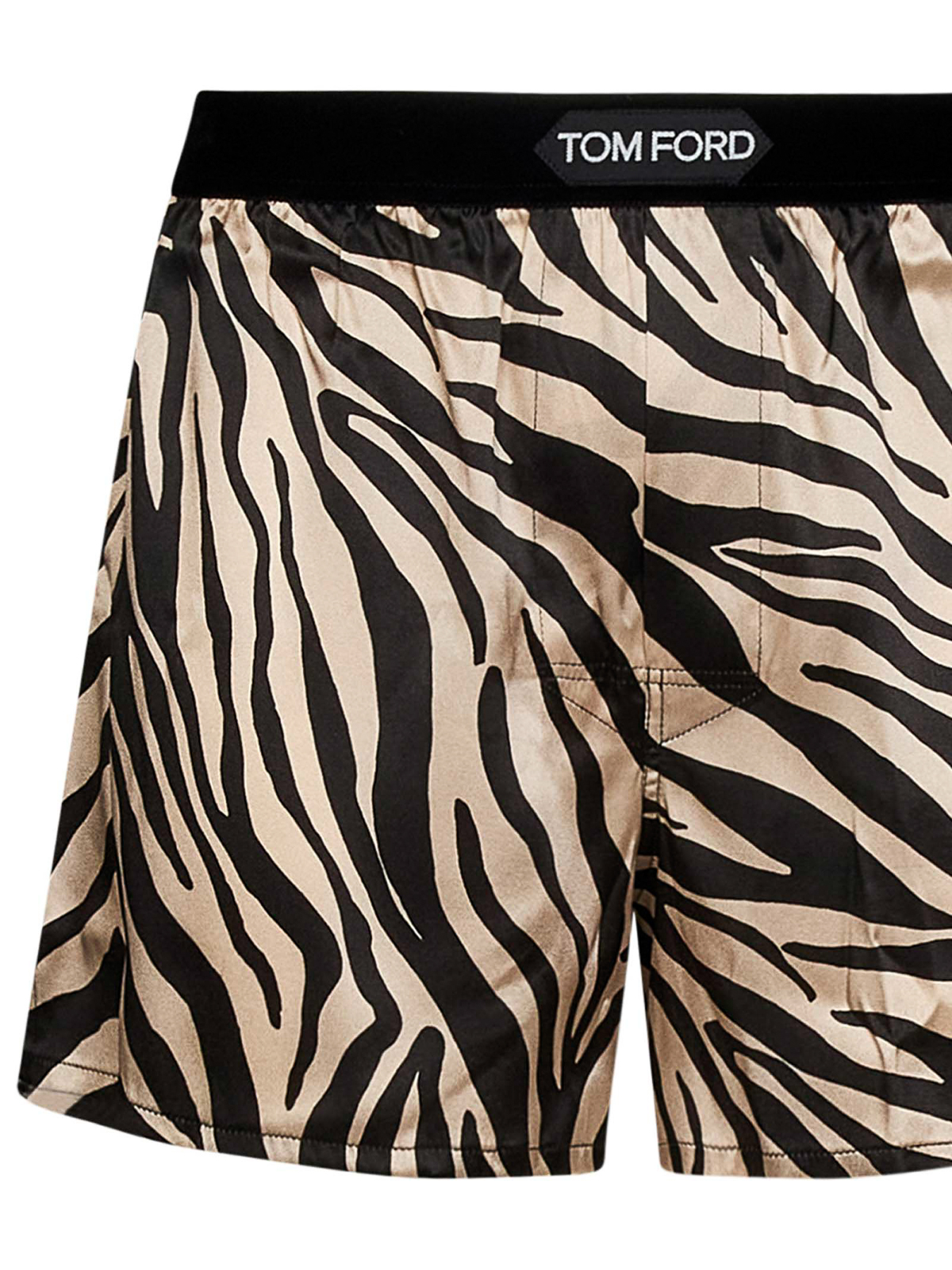 Shop Tom Ford Zebra Striped Caramel Silk Boxer In Beis