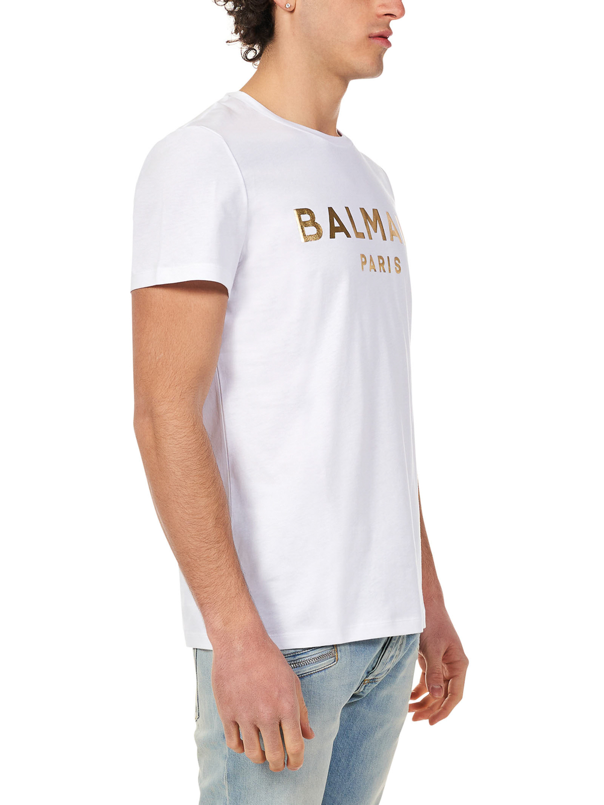 Balmain Logo-Embroidered Cotton T-Shirt | Saks Fifth Avenue