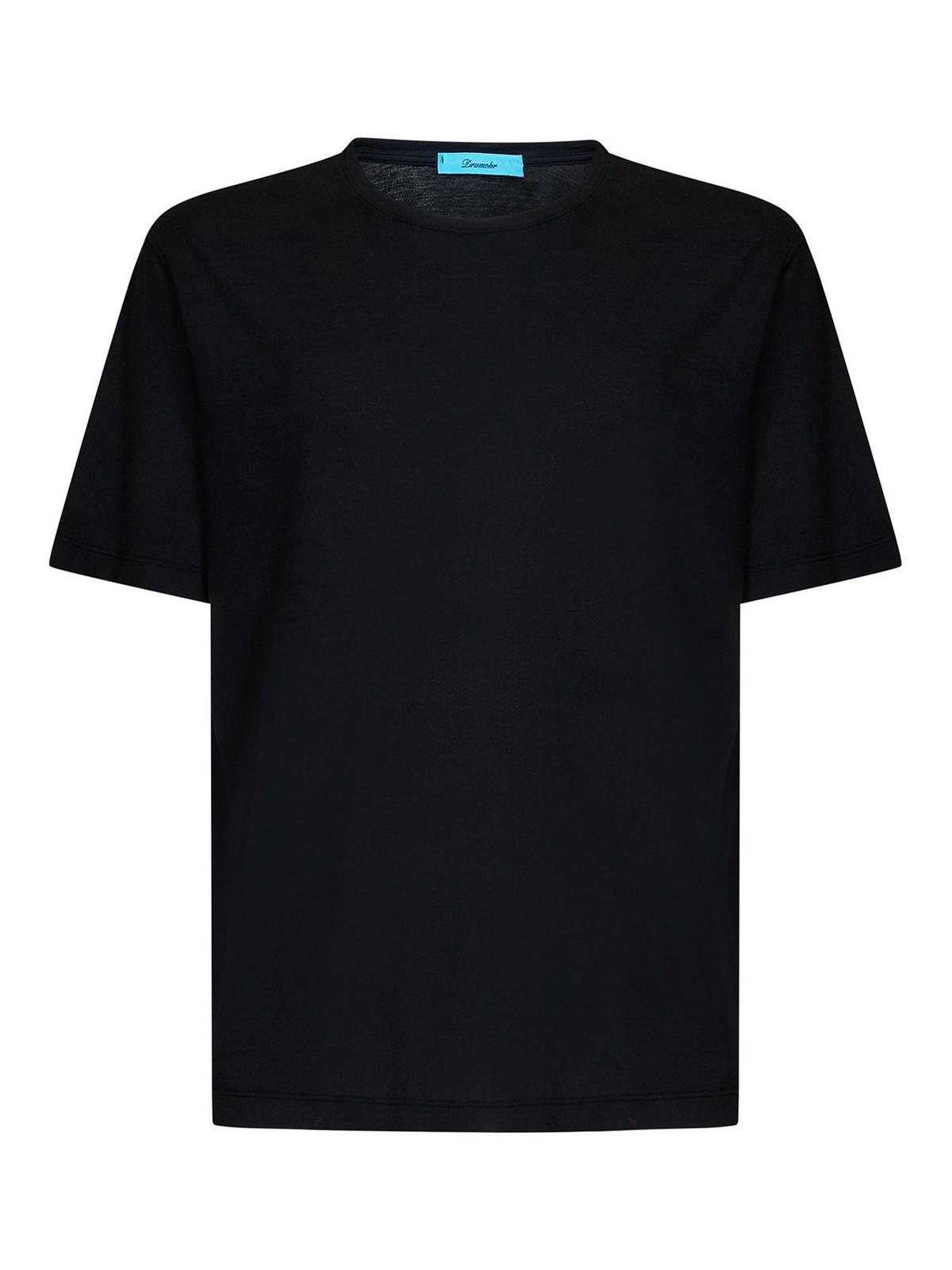 Drumohr Black Cotton Short-sleeved Crewneck T-shirt