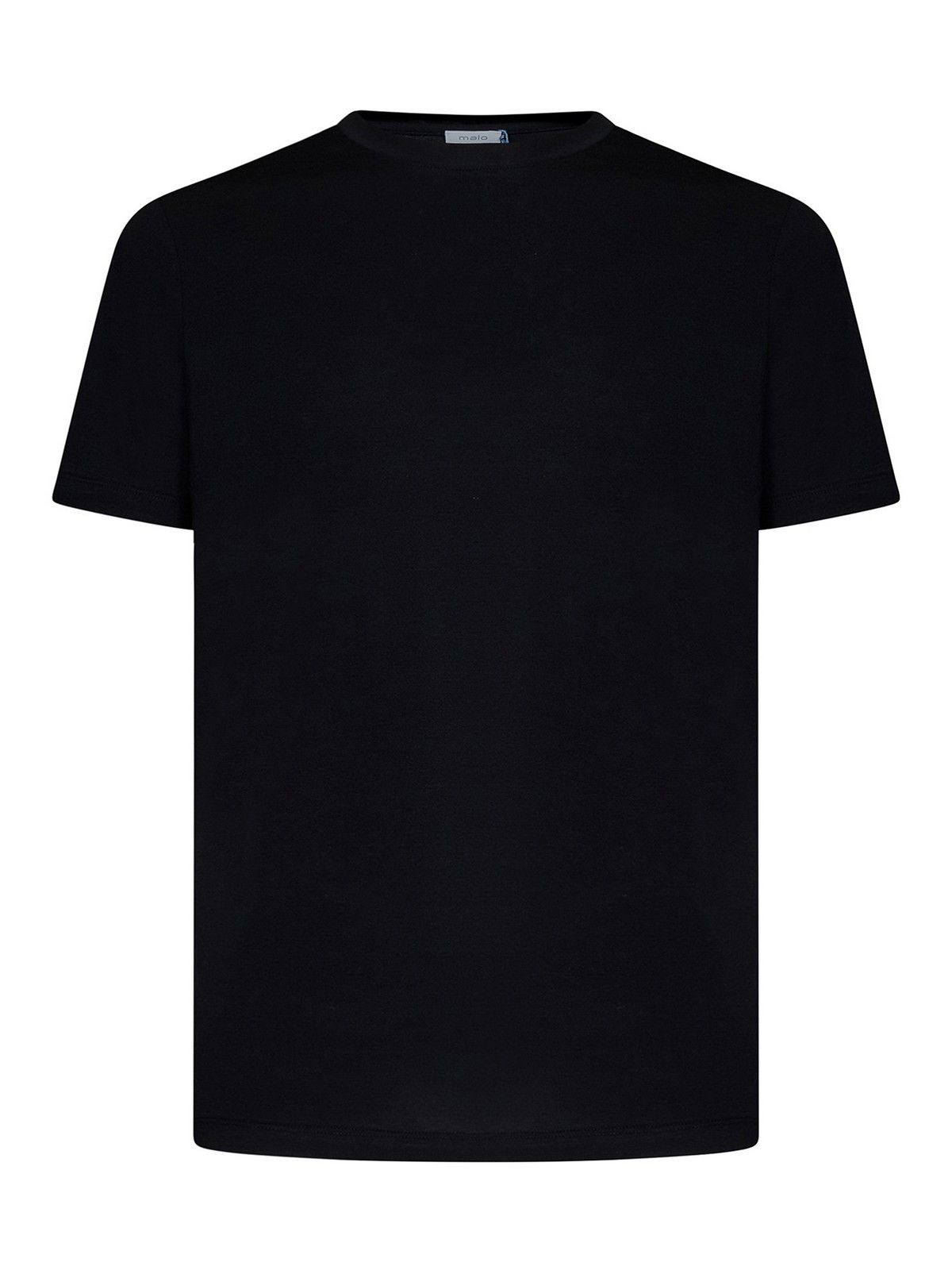 Malo Black Stretch Cotton Jersey Crewneck T-shirt. In Negro