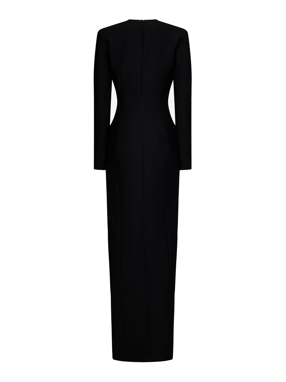 Shop Monot Black Crepe Long-sleeved Maxi Dress In Negro