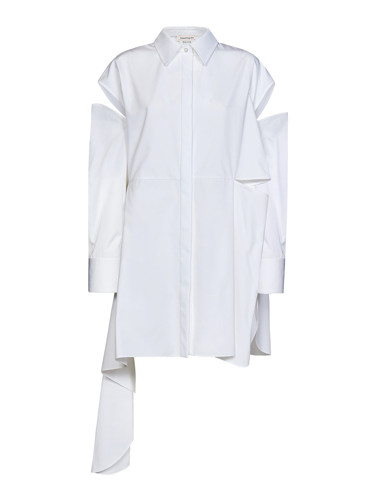 Alexander Mcqueen Short White Chemisier Dress With Cut-out