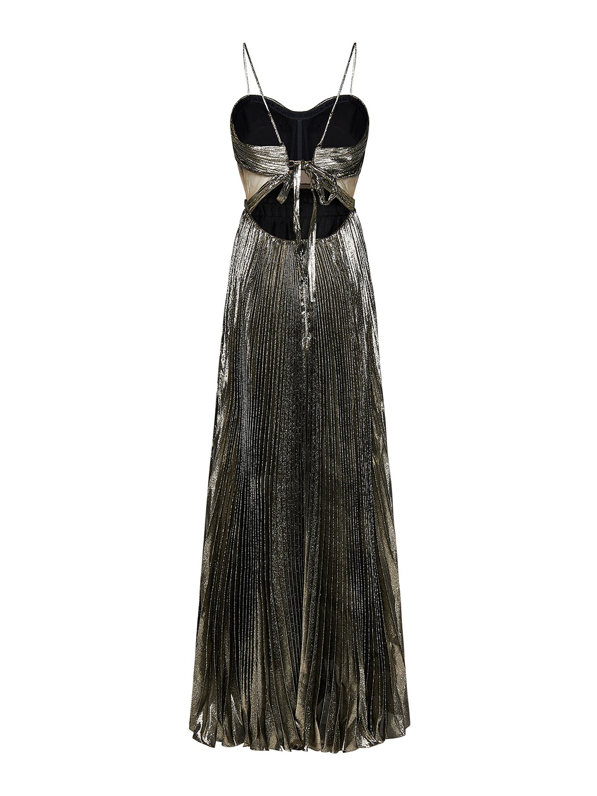 Shop Maria Lucia Hohan Long Silver Pleated Silk Dress In Plata