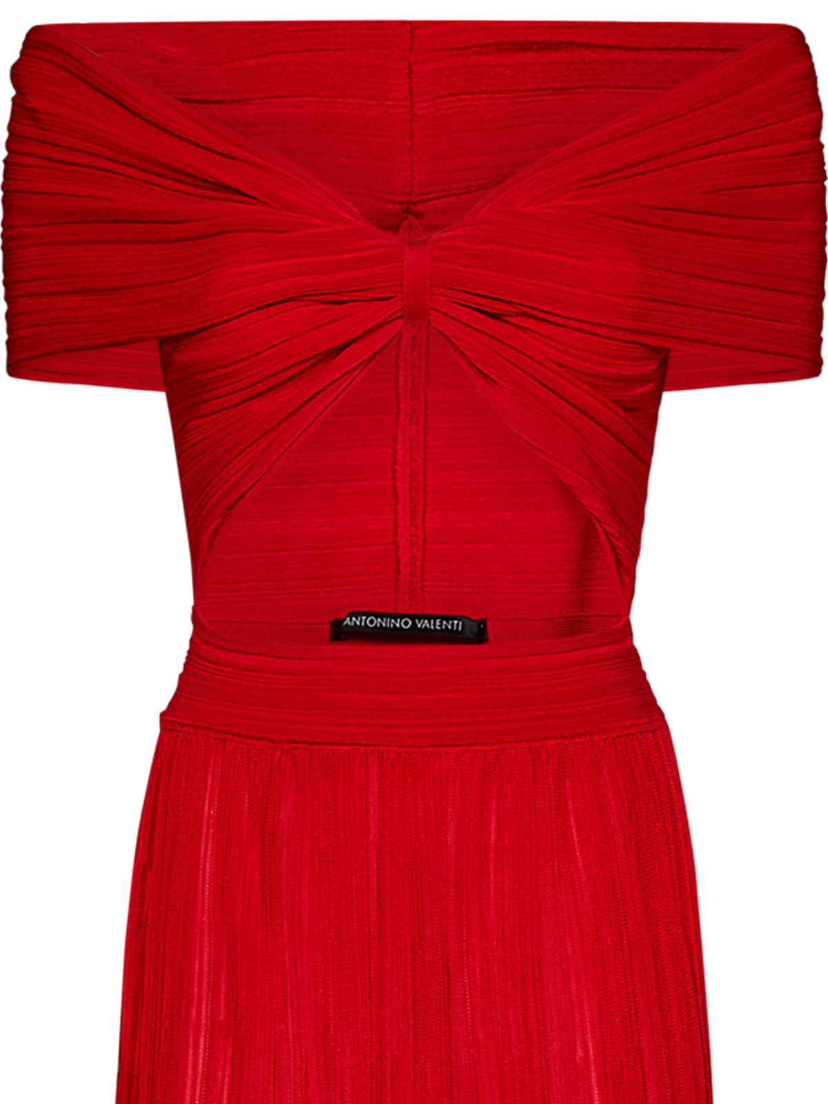 Antonino Valenti Ribbed viscose knit off-the-shoulder dress.|5213AV23S6508