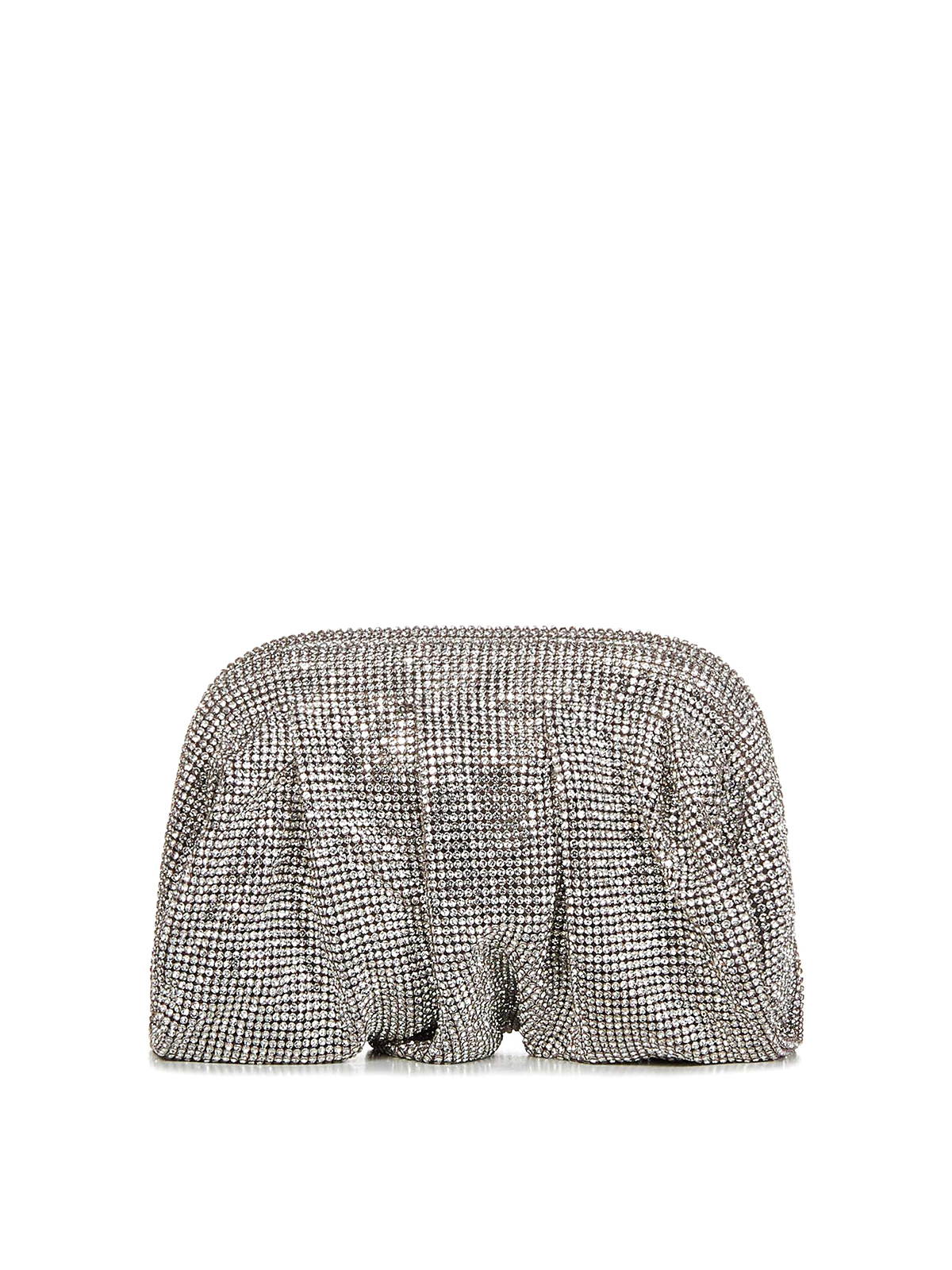 Shop Benedetta Bruzziches Silver Draped Crystal Mesh Clutch