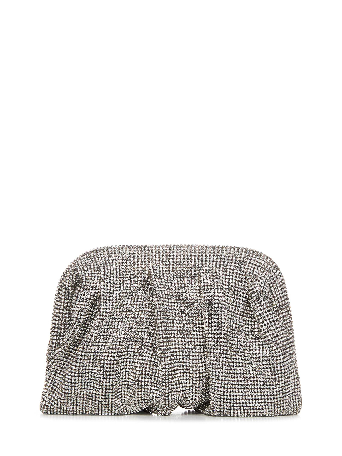 Shop Benedetta Bruzziches Silver Draped Crystal Mesh Clutch