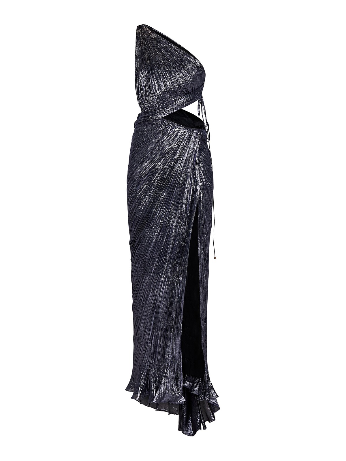 Maria Lucia Hohan Long one-shoulder pleated silk- lurex dress|ERINLILAC