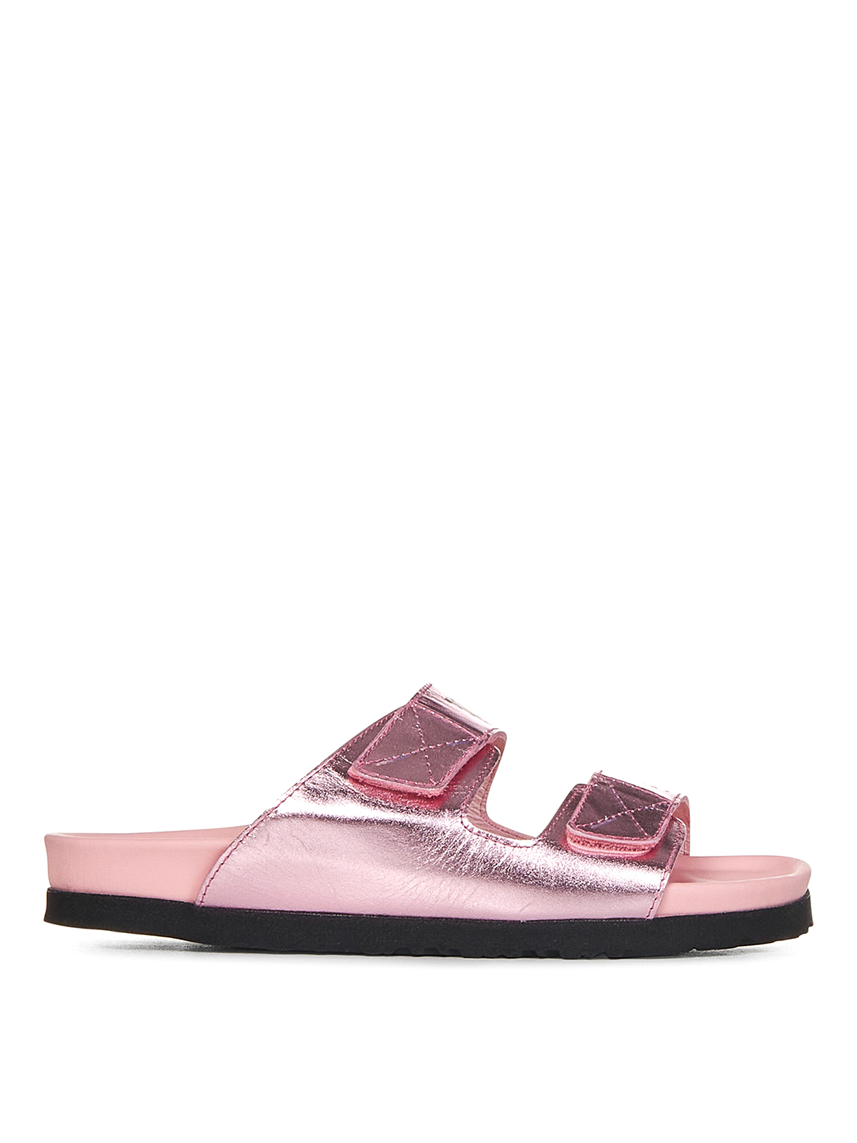 Palm Angels Pink Sandal With Metalized Effect In Nude & Neutrals
