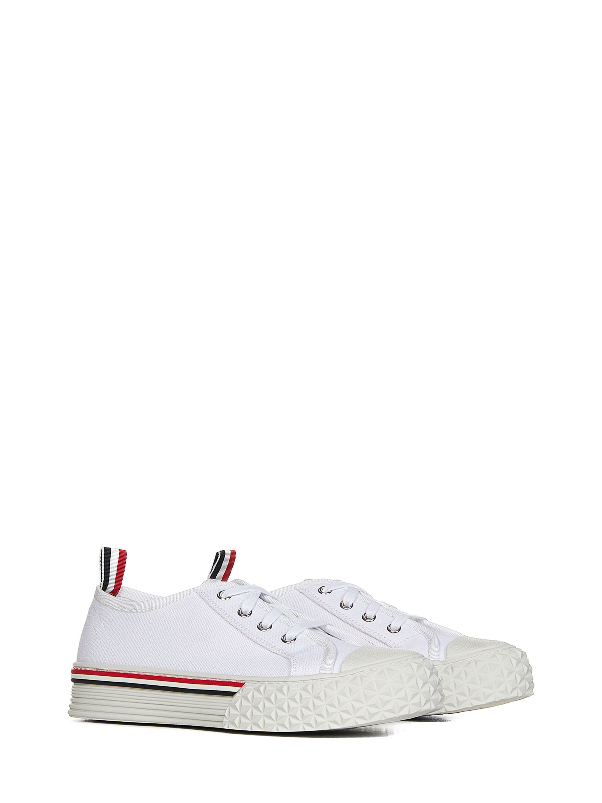 Shop Thom Browne Low-top White Cotton Canvas Sneakers In Blanco