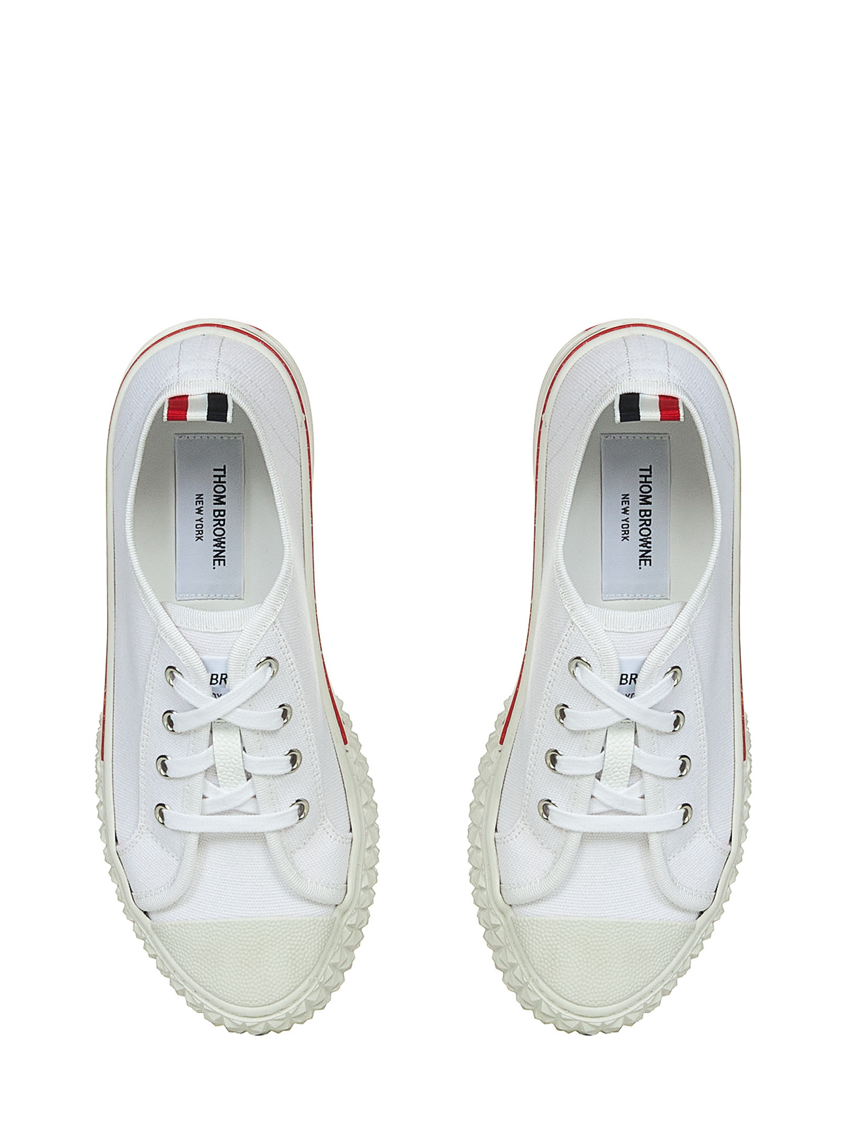 Shop Thom Browne Low-top White Cotton Canvas Sneakers In Blanco
