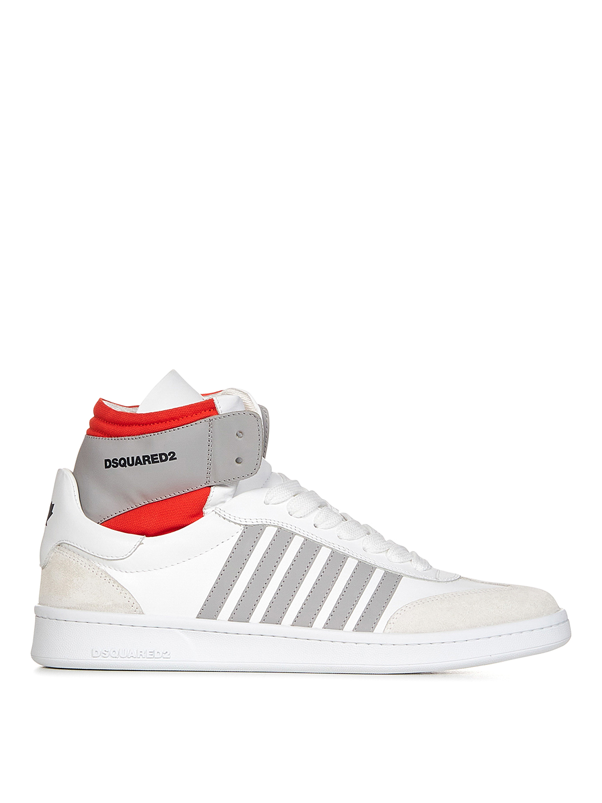 Shop Dsquared2 White Smooth Leather High-top Sneakers