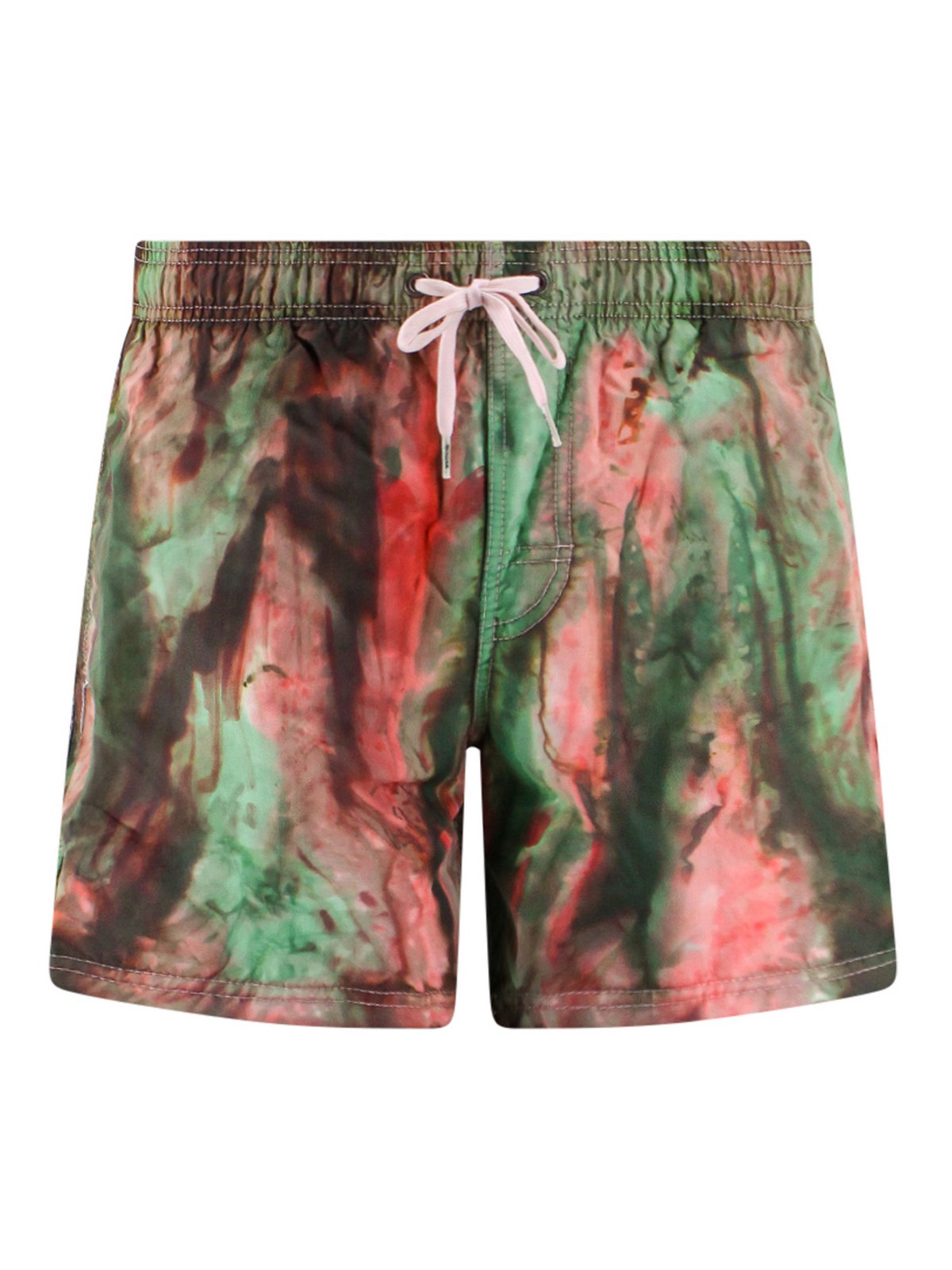 Sundek Tie-dye Drawstring Swim Shorts In Green