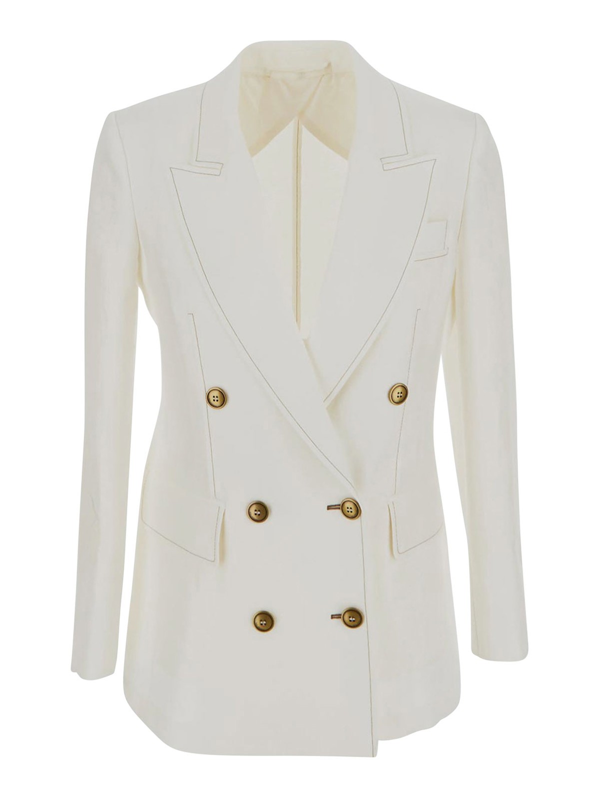 Max Mara Verace Double Breast Linen Blazer In White