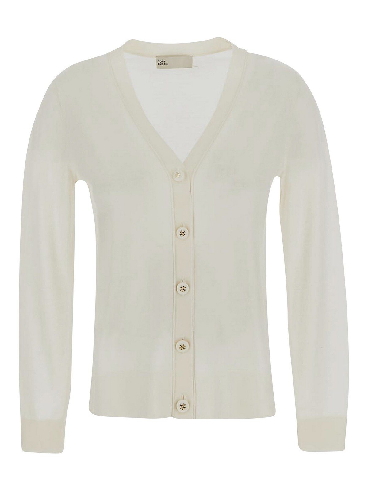 Shop Tory Burch Ivory Cardigan In White