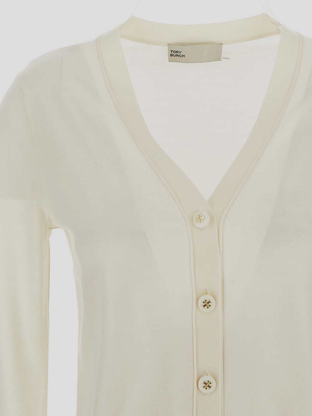 Shop Tory Burch Ivory Cardigan In White