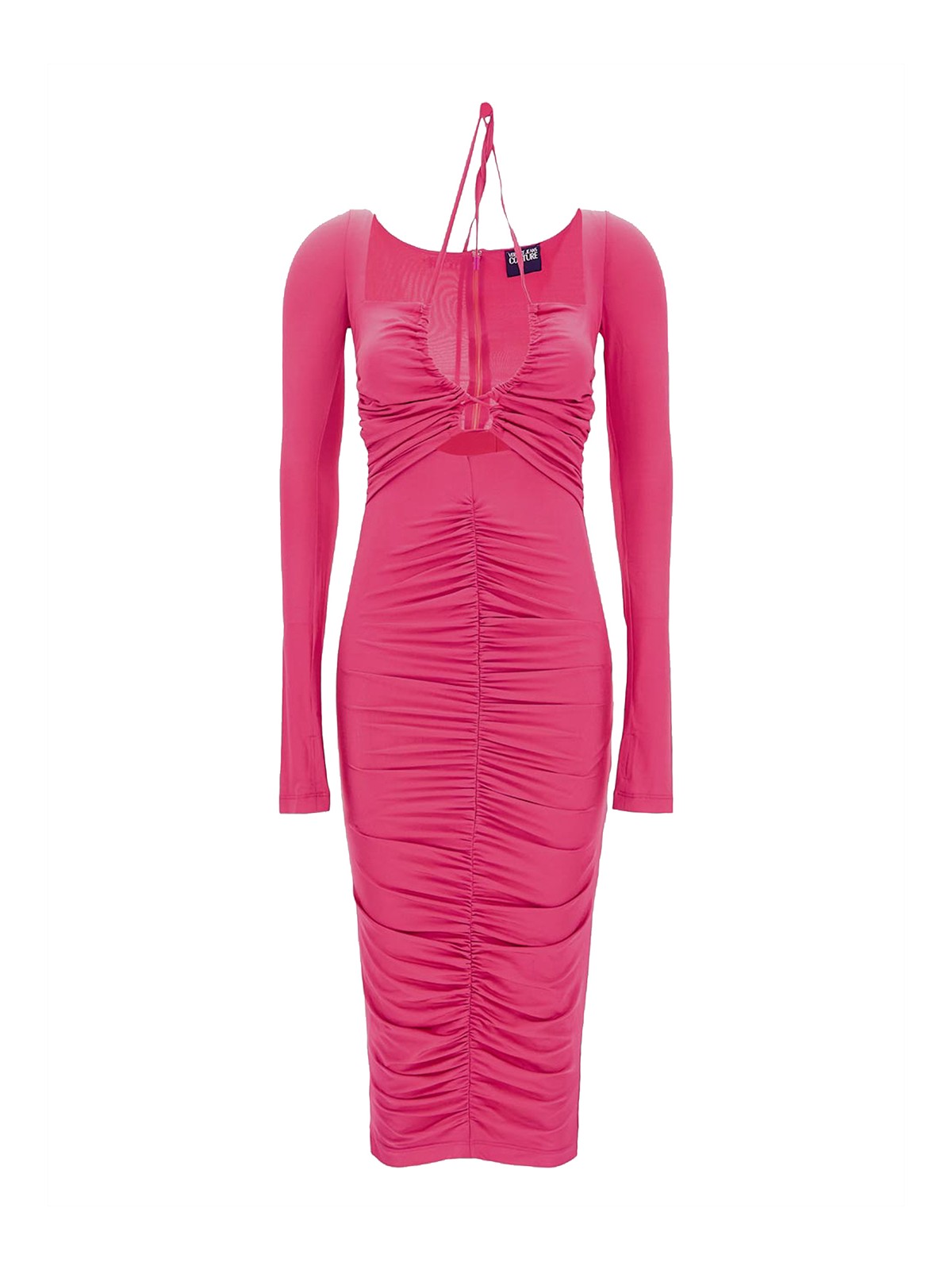 Versace Jeans Couture Cut-out Lace-up Midi Dress In Pink