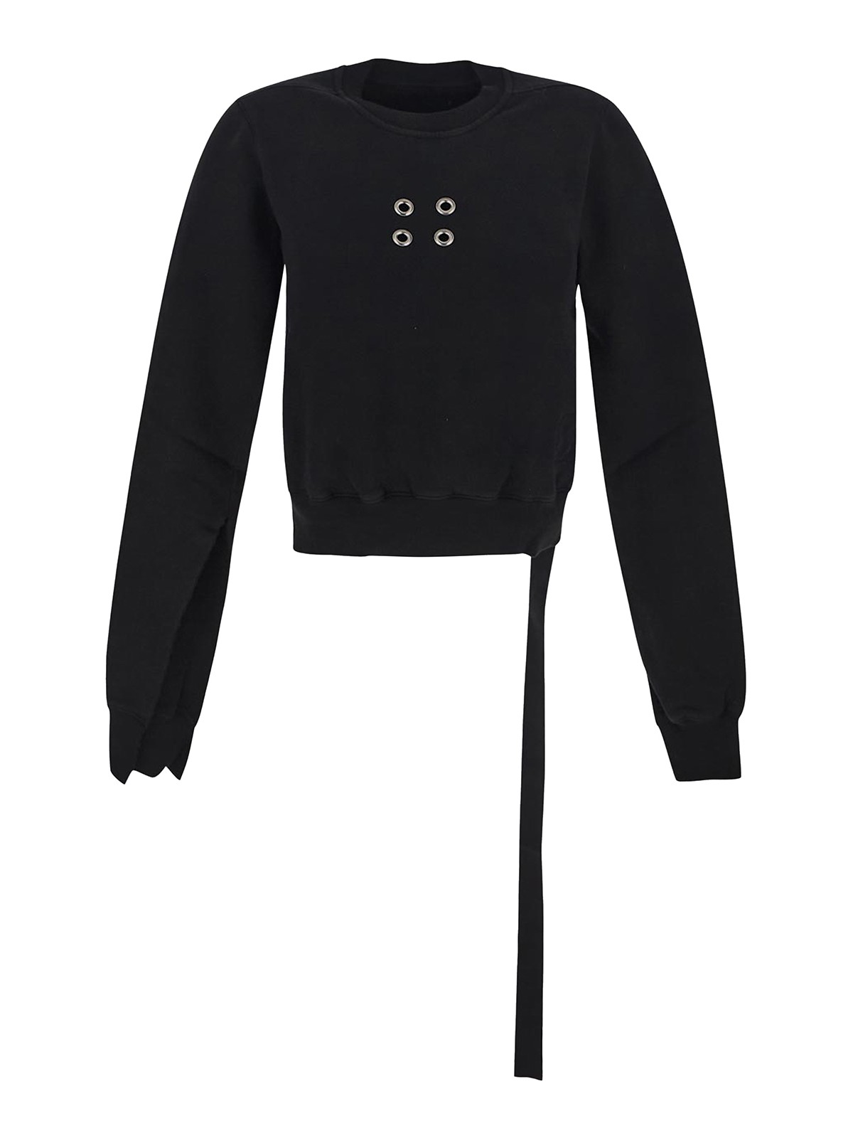 Rick Owens Cropped Eyelet-embellished Cotton-fleece Sweatshirt In Black