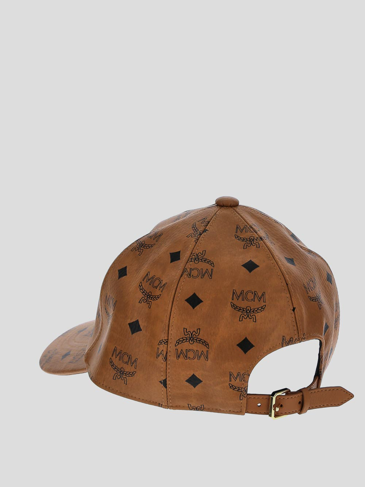 Shop Mcm Leather Cap In Brown