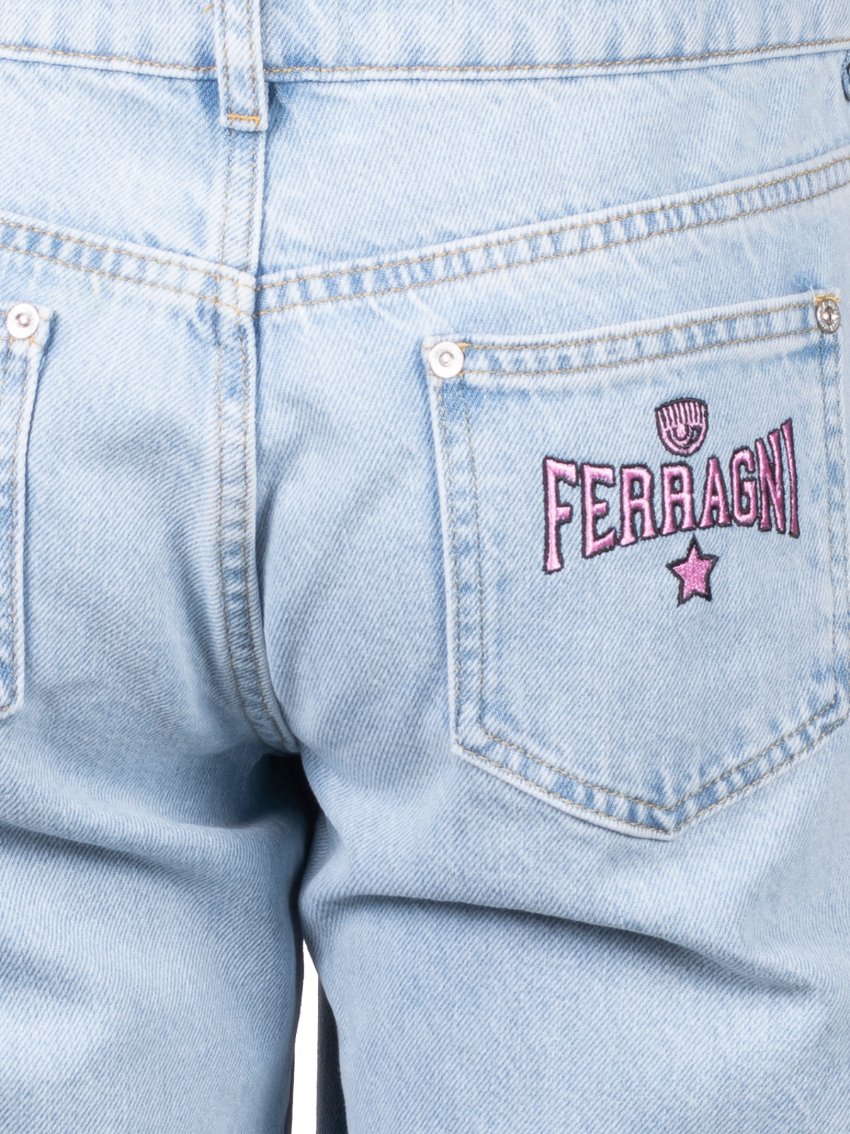 Shop Chiara Ferragni Logo Pocket Jeans In Blue