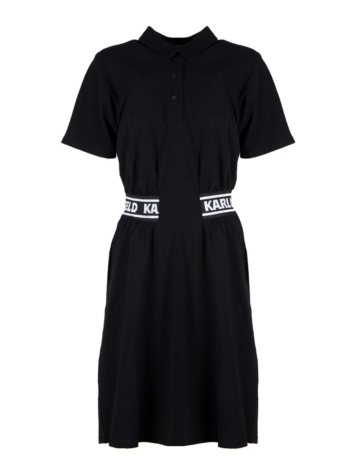 Karl Lagerfeld Pique Polo Dress In Black