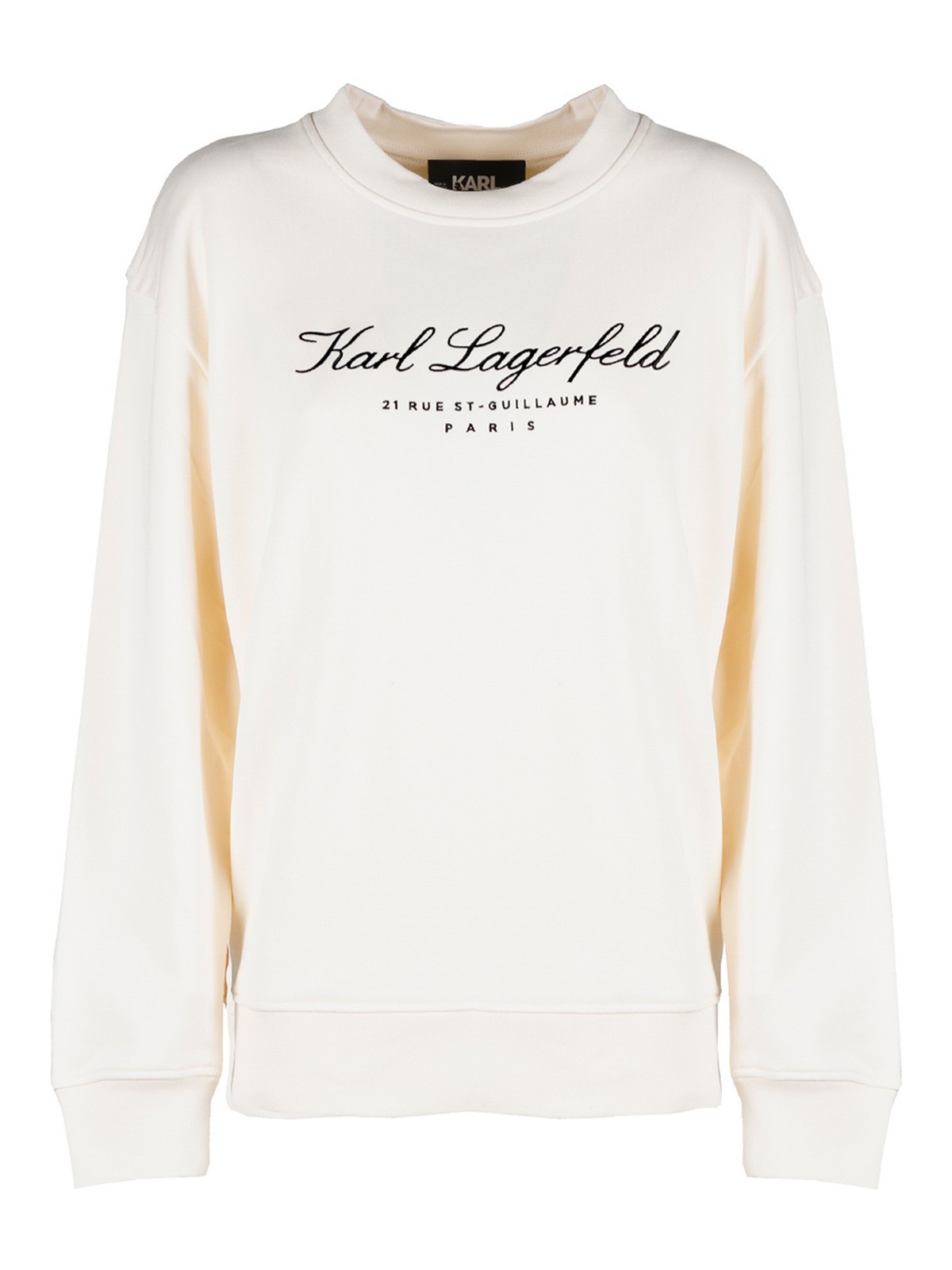 Karl Lagerfeld Embroidery-logo Sweatshirt In Cream