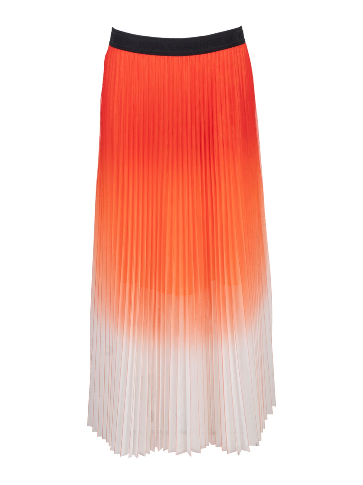 Karl Lagerfeld Pleated Mesh Ombre Skirt In Red