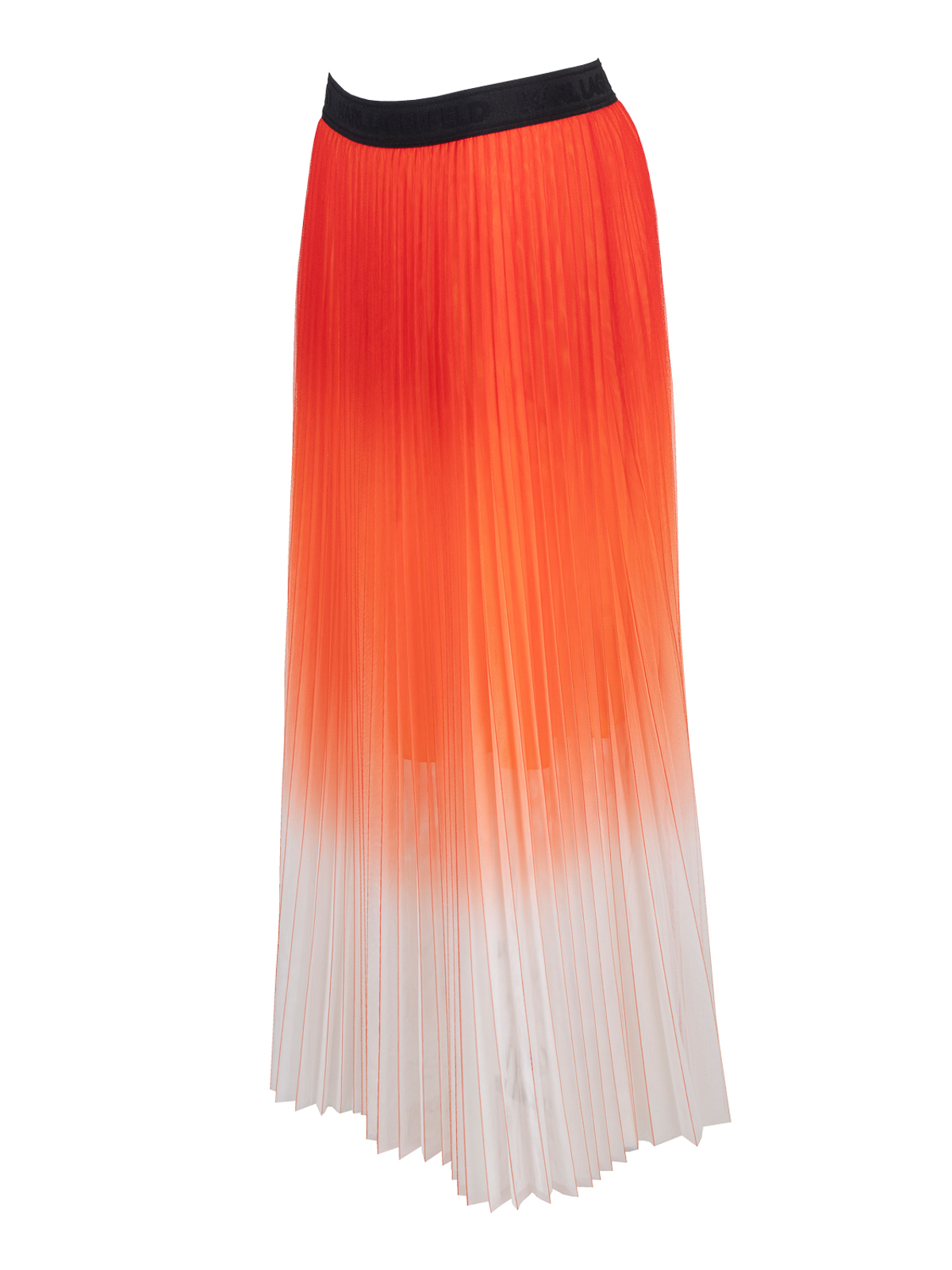Shop Karl Lagerfeld Pleated Mesh Ombre Skirt In Red