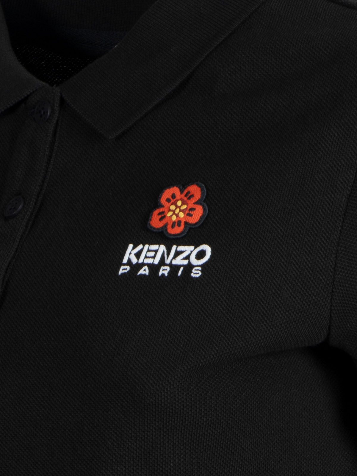 Shop Kenzo Crest Logo Polo Dress In Black