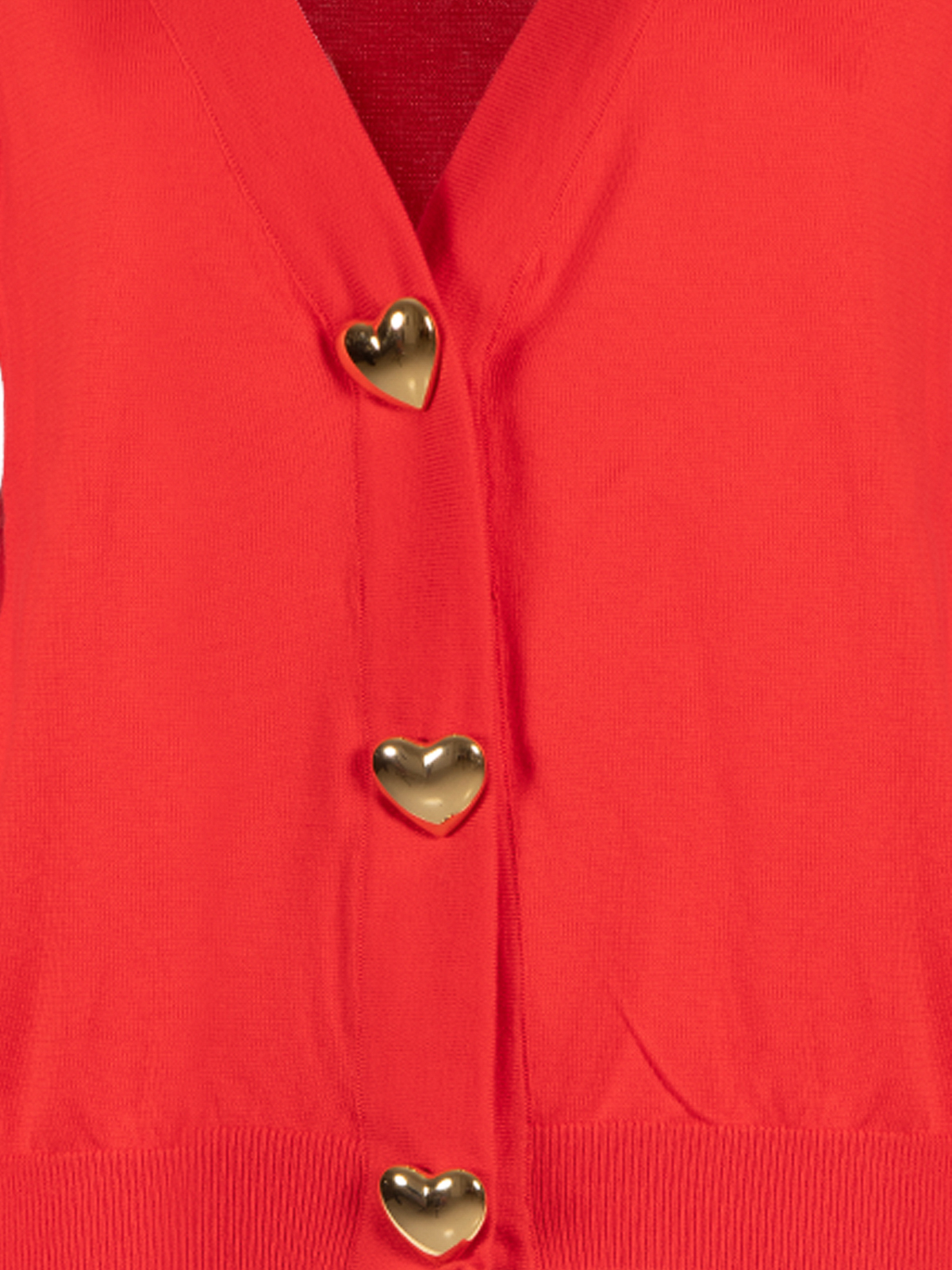 Shop Moschino Heart Button Cardigan In Rojo