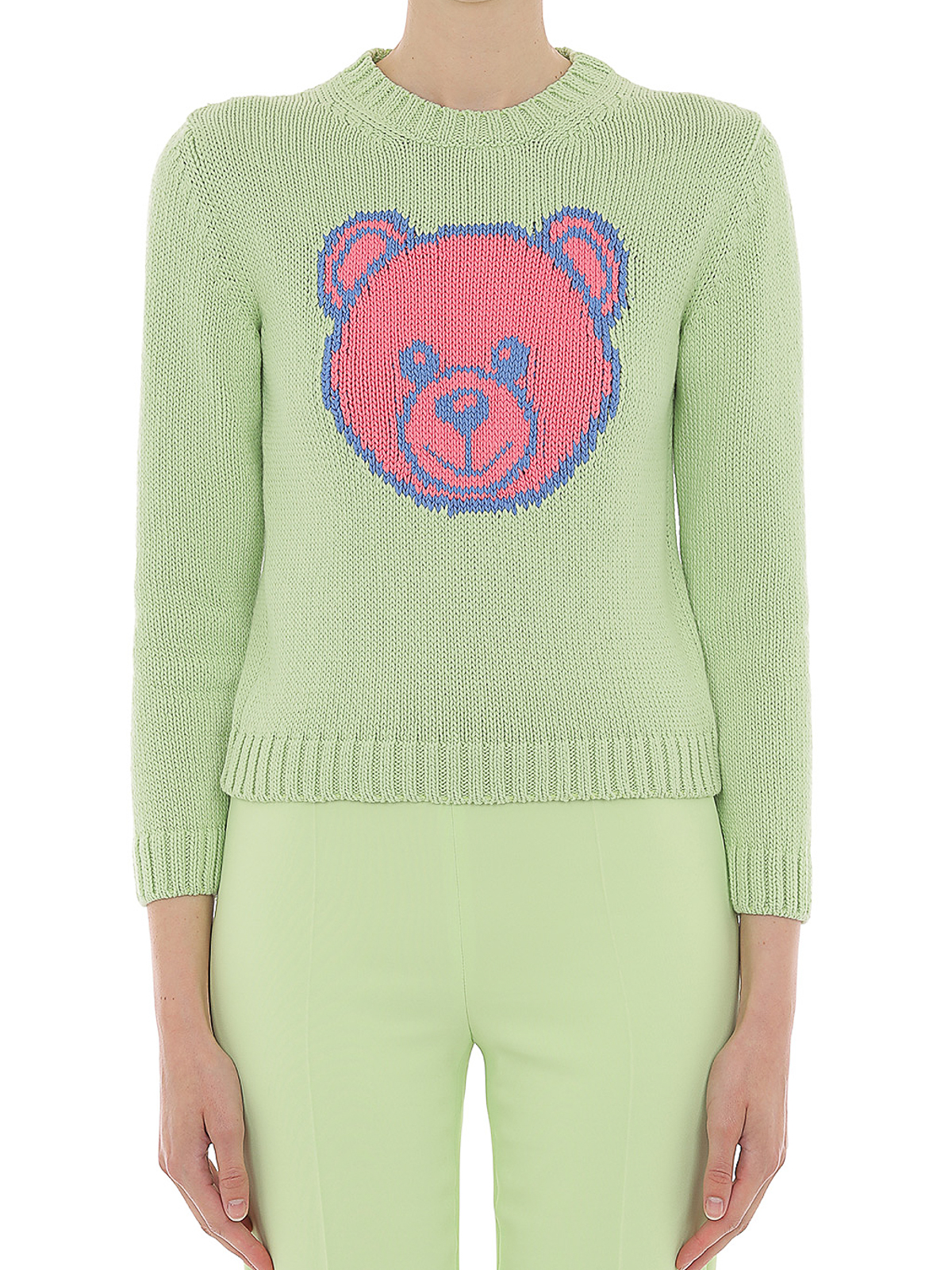 Shop Moschino Bear Cotton Sweater In Green