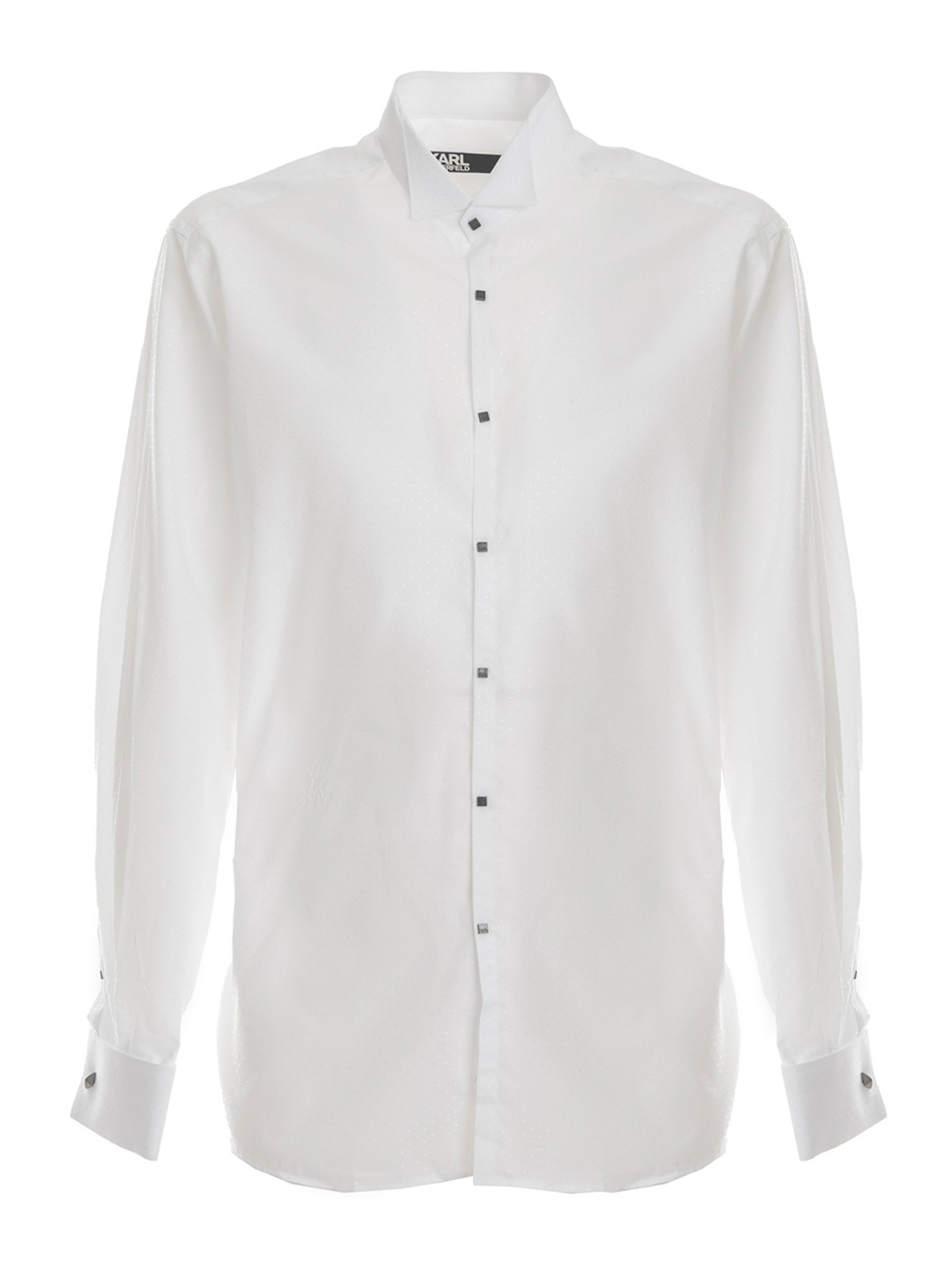 Karl Lagerfeld Microdots Shirt Snap Buttons In White