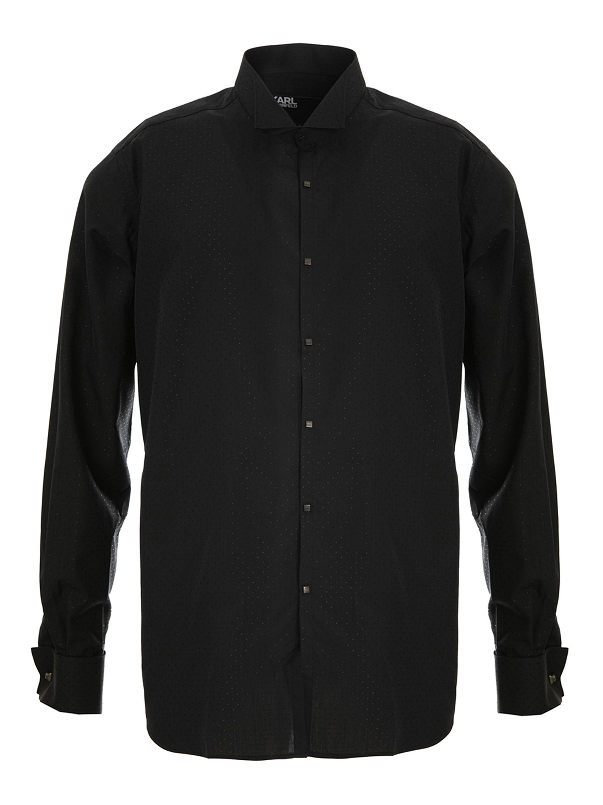 Karl Lagerfeld Microdots Shirt Snap Buttons In Black