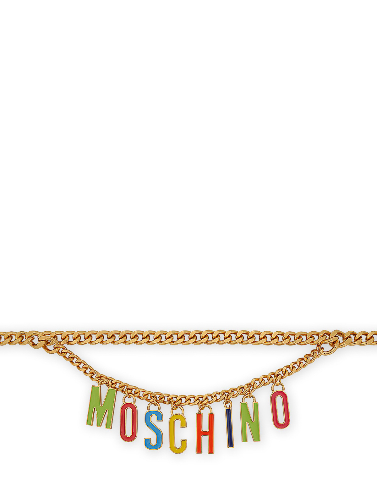 Moschino Metallic Letters Belt In Dorado