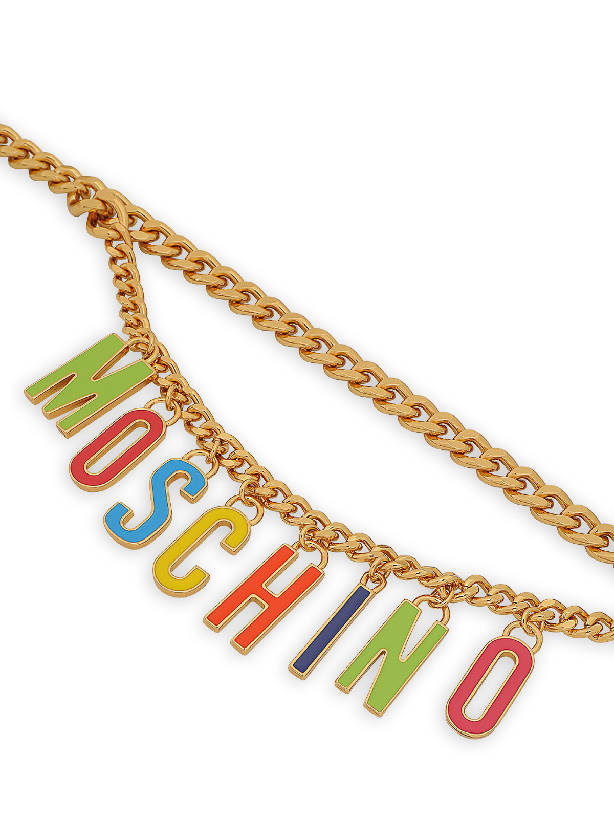 Shop Moschino Metallic Letters Belt In Dorado